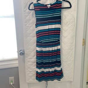 Merona multi-color striped strapless dress